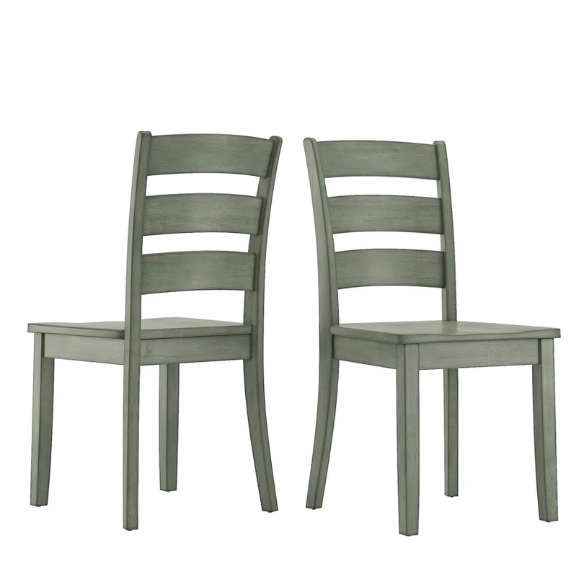 Farmhouse Ladder Back Dining Chairs – Set of 2 | Solid Wood, Distressed Finish