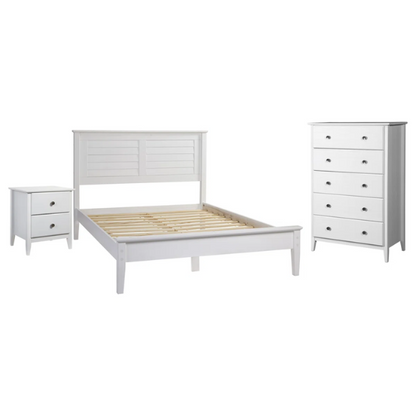 Elegant Wooden 3-Piece Full Double Size Bedroom Set – Includes Bed, Chest, and Two Nightstands with Timeless Craftsmanship