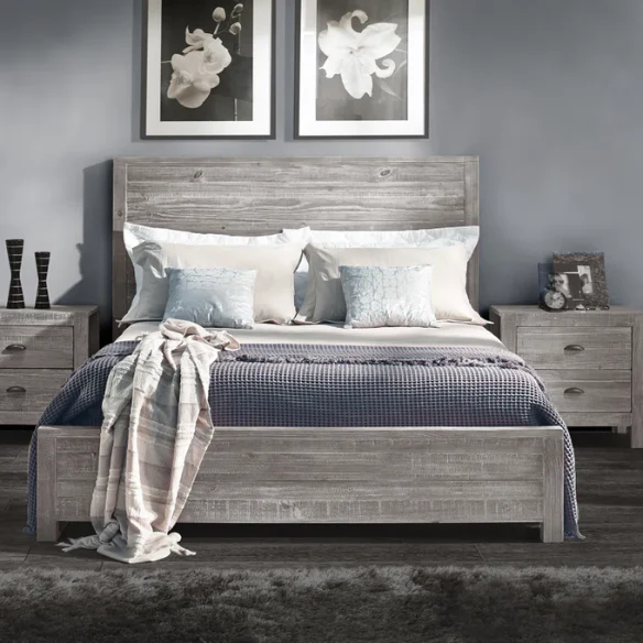 2-Piece Queen Panel Bedroom Set – Rustic Chic Design in 100% Solid Pine Wood from Sustainable Forests