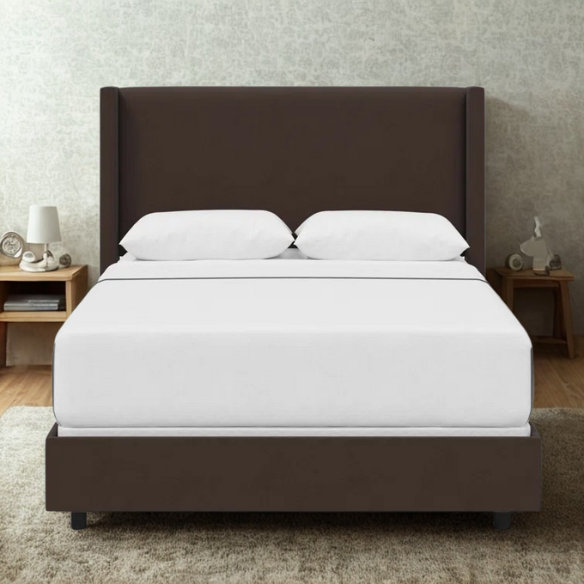Cozy and Sleek Modern Queen Size Upholstered Wingback Bed