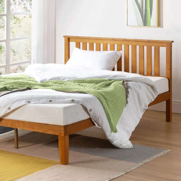 Durable Solid Wood Slat Bed – Full/Double Size with Timeless Design and Sturdy Construction