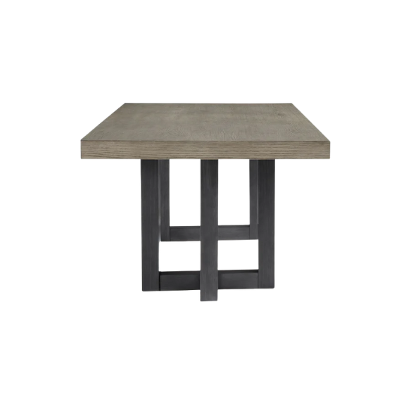 Black & Gray Rectangular Dining Table – Contemporary Two-Tone Design, 40"W x 90"D x 30"H, Seats 8, Trestle Base for Modern Dining Spaces