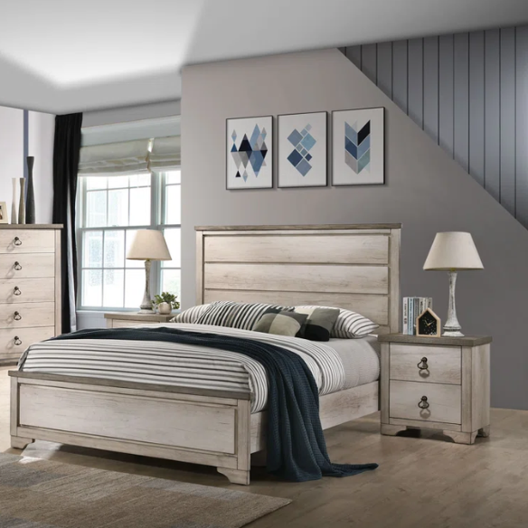 Rustic 5-Piece Queen Bedroom Set in Light Ash Brown – Timeless Wooden Charm and Warmth