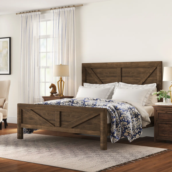 Weathered Oak Queen Bed with Solid Wood Standard Bedroom Set – Timeless, Durable, and Stylish