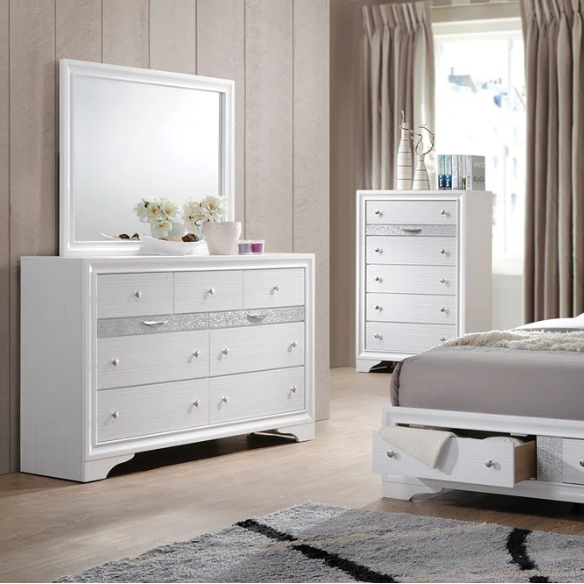 Elegant Full Size 5-Piece Bedroom Set – Featuring a Beautifully Crafted Headboard and Two Functional Storage Drawers for Added Convenience