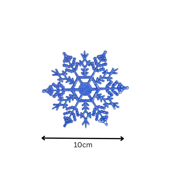 Blue Glitter Snowflake Christmas Ornaments – Whimsical Holiday Décor Set (12 Pieces)