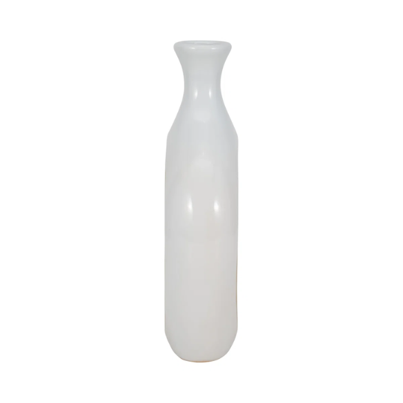 Abstract Sculptural Ceramic Vase with Unique Oval Cut-Out Design – 13" Modern Beaded Accent Vase for Tabletop or Shelf Décor, Ideal for Faux Florals and Statement Styling