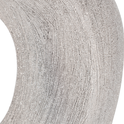 Abstract Sculptural Ceramic Vase with Unique Oval Cut-Out Design – 13" Modern Beaded Accent Vase for Tabletop or Shelf Décor, Ideal for Faux Florals and Statement Styling