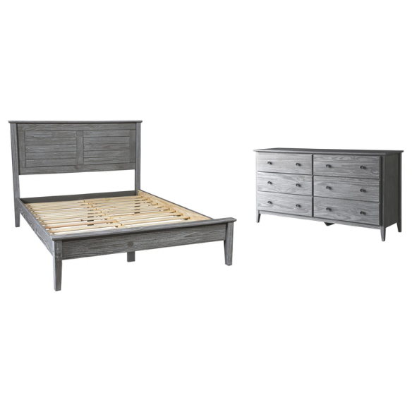 Brushed Wooden Full Double Size Bed and Bedroom Set – Elegant Design with Sturdy Construction and Rustic Charm