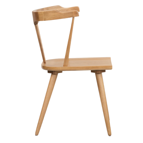 Solid Oak Dining Chair – Mid-Century Modern Splat Back, Tapered Legs, Non-Scratch Feet & Easy Assembly