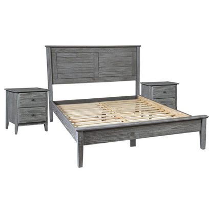 Brushed Wooden Full Double Size Bed and Bedroom Set – Elegant Design with Sturdy Construction and Rustic Charm
