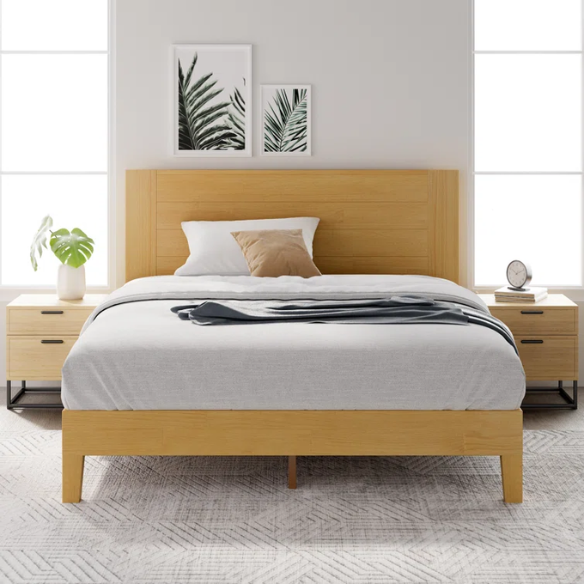 Premium Solid Wood Low Profile Platform Bed – Full/Double Size with Sleek, Modern Design and Lasting Durability