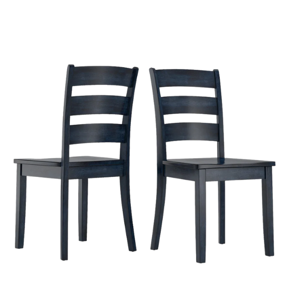 Farmhouse Ladder Back Dining Chairs – Set of 2 | Solid Wood, Distressed Finish