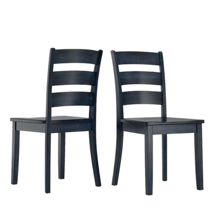 Farmhouse Ladder Back Dining Chairs – Set of 2 | Solid Wood, Distressed Finish