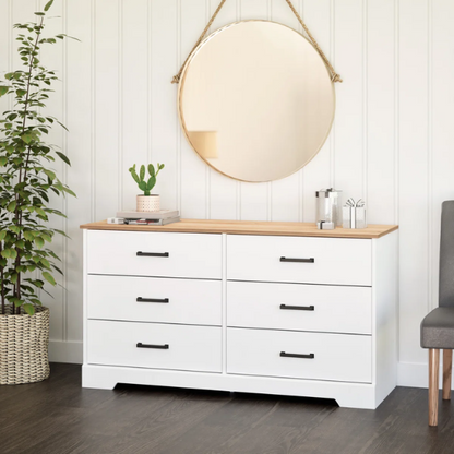 Rustic Modern 6-Drawer 53.25" W Double Dresser with Timeless Farmhouse Charm