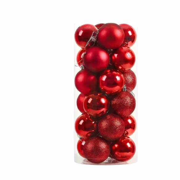 Red Christmas Ball Ornaments – 24-Piece Set, Shatterproof Holiday Decorations (Available in 3 cm, 4 cm, and 6 cm)