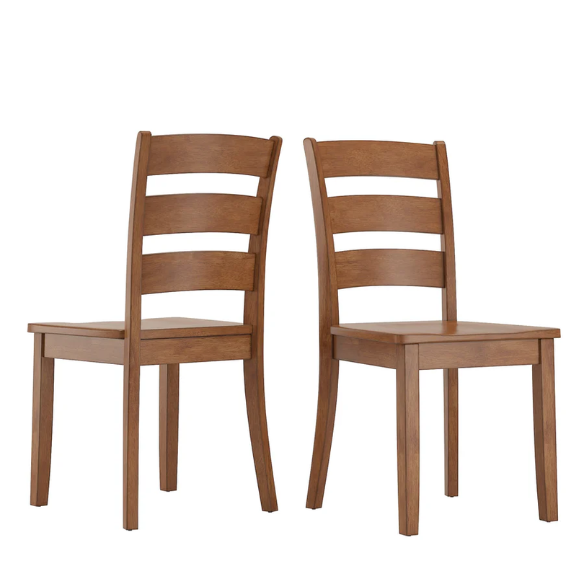 Farmhouse Ladder Back Dining Chairs – Set of 2 | Solid Wood, Distressed Finish