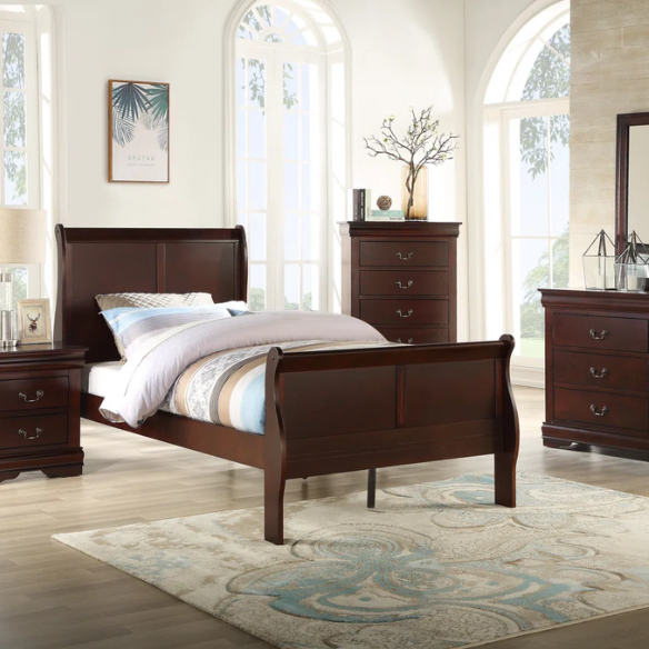 Elegant Polish Wooden Louis Philippe Style 5-Piece Full Double Size Bedroom Set – Timeless Design with Classic Charm and Luxurious Craftsmanship