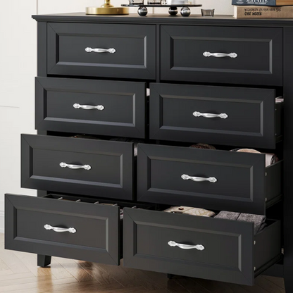 French Country-Inspired 8-Drawer 47.3" Double Dresser with Rustic Finish, Crown Molding, and Tapered Legs