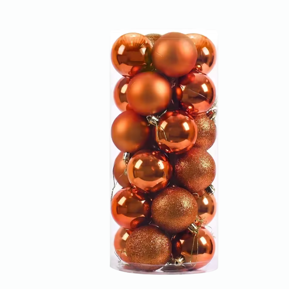 Burnt Orange Christmas Ball Ornaments – 24-Piece Set, Shatterproof Holiday Decorations (Available in 3 cm, 4 cm, and 6 cm)