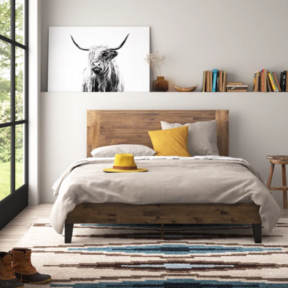 Premium Solid Wood Low Profile Platform Bed – Full/Double Size with Sleek, Modern Design and Lasting Durability