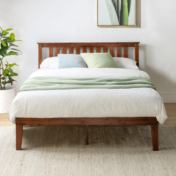 Durable Solid Wood Slat Bed – Full/Double Size with Timeless Design and Sturdy Construction