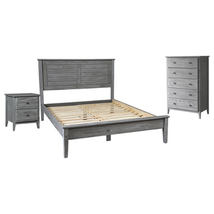 Brushed Wooden Full Double Size Bed and Bedroom Set – Elegant Design with Sturdy Construction and Rustic Charm