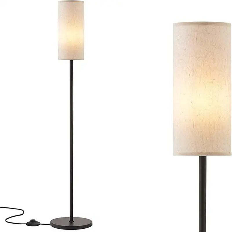 LED Floor Lamp with 3 Color E27 Light Bulb Dimmable Reading Light Linen Lampshade Lamp for Bedroom Living Room Office