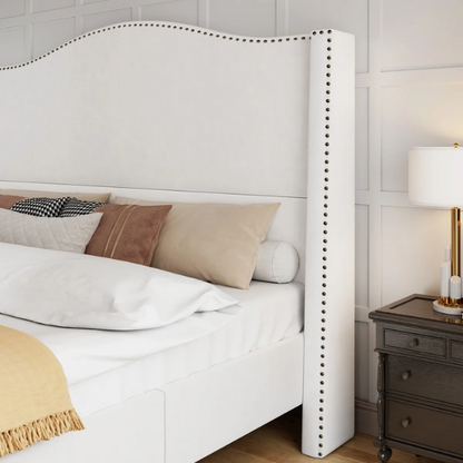 Luxurious Velvet Upholstered Metal Platform Bed – Full/Double Size with Sleek & Stylish Design
