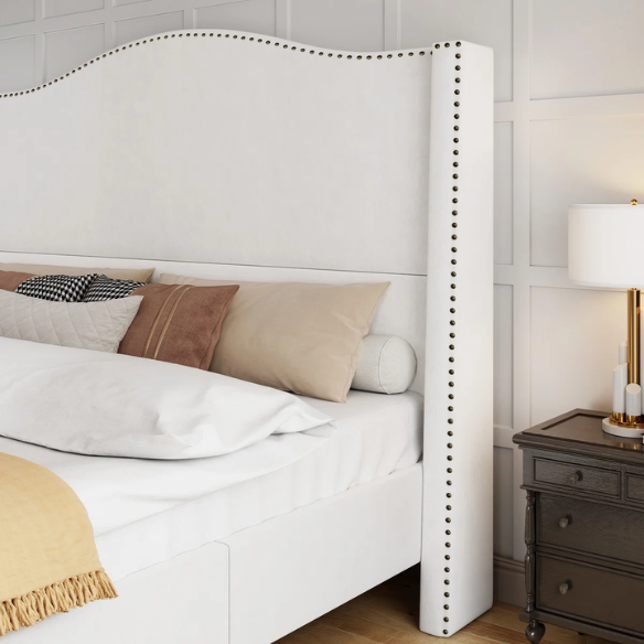 Luxurious Velvet Upholstered Metal Platform Bed – Full/Double Size with Sleek & Stylish Design