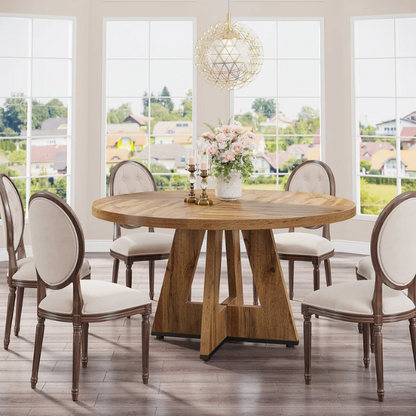 47-Inch Round Dining Table for 4 – Modern Wood Kitchen Table with MDF Legs, Perfect for Dining Room, Kitchen, or Living Room