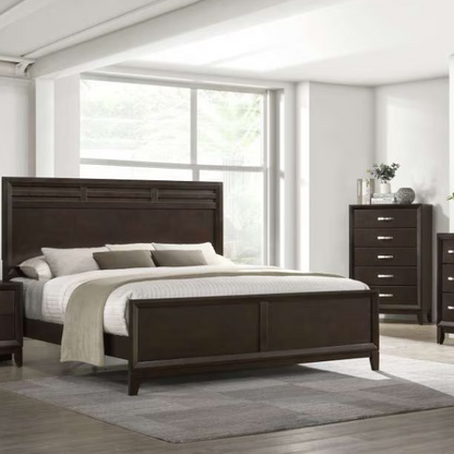 Sleek and Sophisticated Queen Bedroom Set with High-Profile Headboard, Chest, and Nightstand - Contemporary Design with Ample Storage