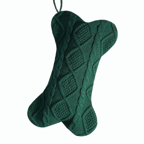 Green Knit Christmas Stocking – Cozy Holiday Decor, Gift Bag & Pet-Friendly Treat Holder