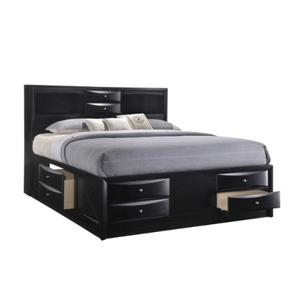 5-Piece Solid Wood Bedroom Set with Storage Bed, Bookcase, and Extra Drawers – Stylish and Functional Design for a Sophisticated Bedroom