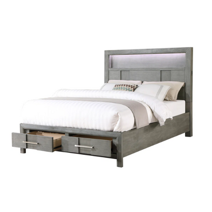 Elegant Platform Storage 4-Piece Queen Bedroom Set – Timeless Design with Modern Functionality, Includes Bed, Dresser, Mirror, and Nightstand