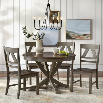 Charming Round Country-Style Dining Table – Cozy and Inviting with Beadboard Detailing