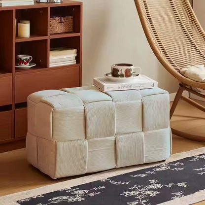 Light Blue Velvet Ottoman Cube – Modern Design with Soft Fabric and Durable Wood Frame