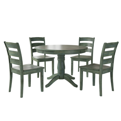 Round Pedestal Base Dining Table – Vintage Farmhouse Style with Distressed Finishes, Compact Design for Small Spaces, Timeless Classic Elegance