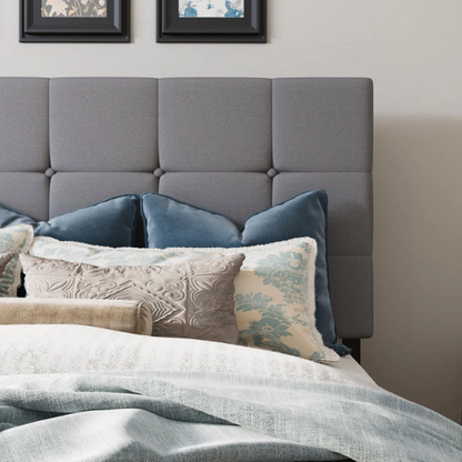 Queen Size Upholstered Platform Storage Bed with Tufted Button Accent Design