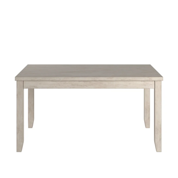 Solid Wood Rectangular Dining Table with Two Drawers – Distressed Finish, Rubberwood Construction, and Organized Storage