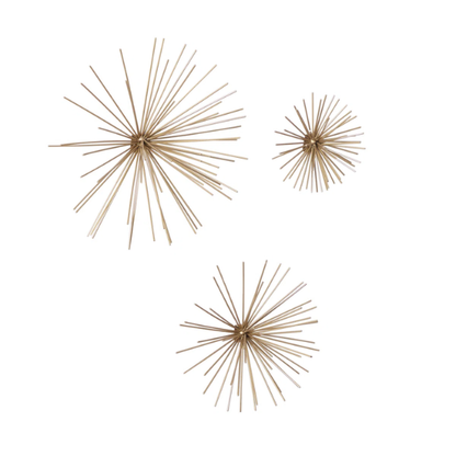Metal 3D Long Spike Wall Décor Set – Contemporary Sunburst Design for Living Room, Entryway & Bedroom Accent