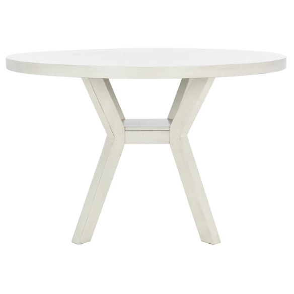 Round Wood Dining Table – French Bistro-Inspired Design, Sleek Dark Brown Frame