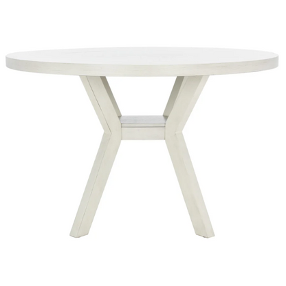 Round Wood Dining Table – French Bistro-Inspired Design, Sleek Dark Brown Frame