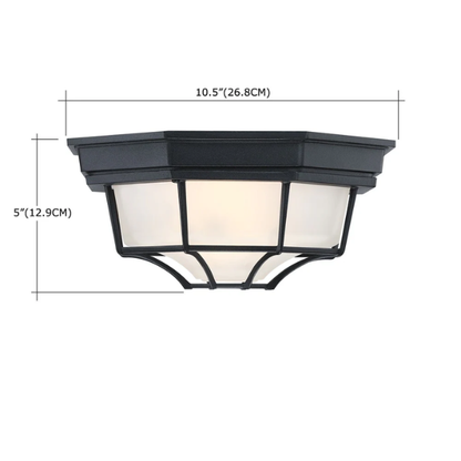 1-Light Retro Textured Ceiling Mount Light Fixture with Frosted Glass – Vintage-Inspired Black Ceiling Light for Home, Farmhouse, and Commercial Spaces