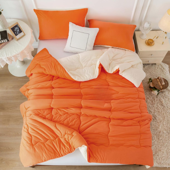 Reversible Ultra-Soft Comforter Set – Jersey Knit, Breathable, and Fluffy with Lightweight Down Alternative & Matching Pillowcase
