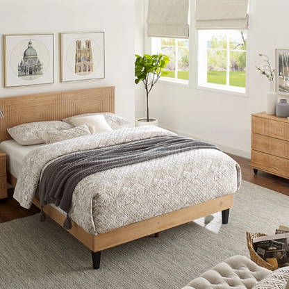 Bohemian-Inspired Solid Wood Full Double Bed – Aesthetic and Handcrafted Design