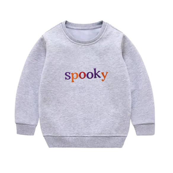 Youth Embroidered Spooky Multicolor Crewneck Sweatshirt