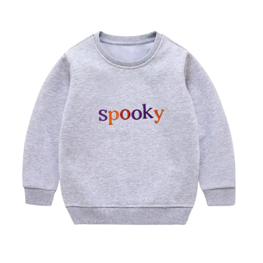 Youth Embroidered Spooky Multicolor Crewneck Sweatshirt