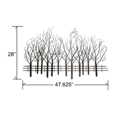 Metal Field of Twelve Trees Wall Décor – Handcrafted Iron Sculpture with Nature-Inspired Design and Snow Accent