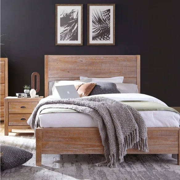 2-Piece Queen Panel Bedroom Set – Rustic Chic Design in 100% Solid Pine Wood from Sustainable Forests
